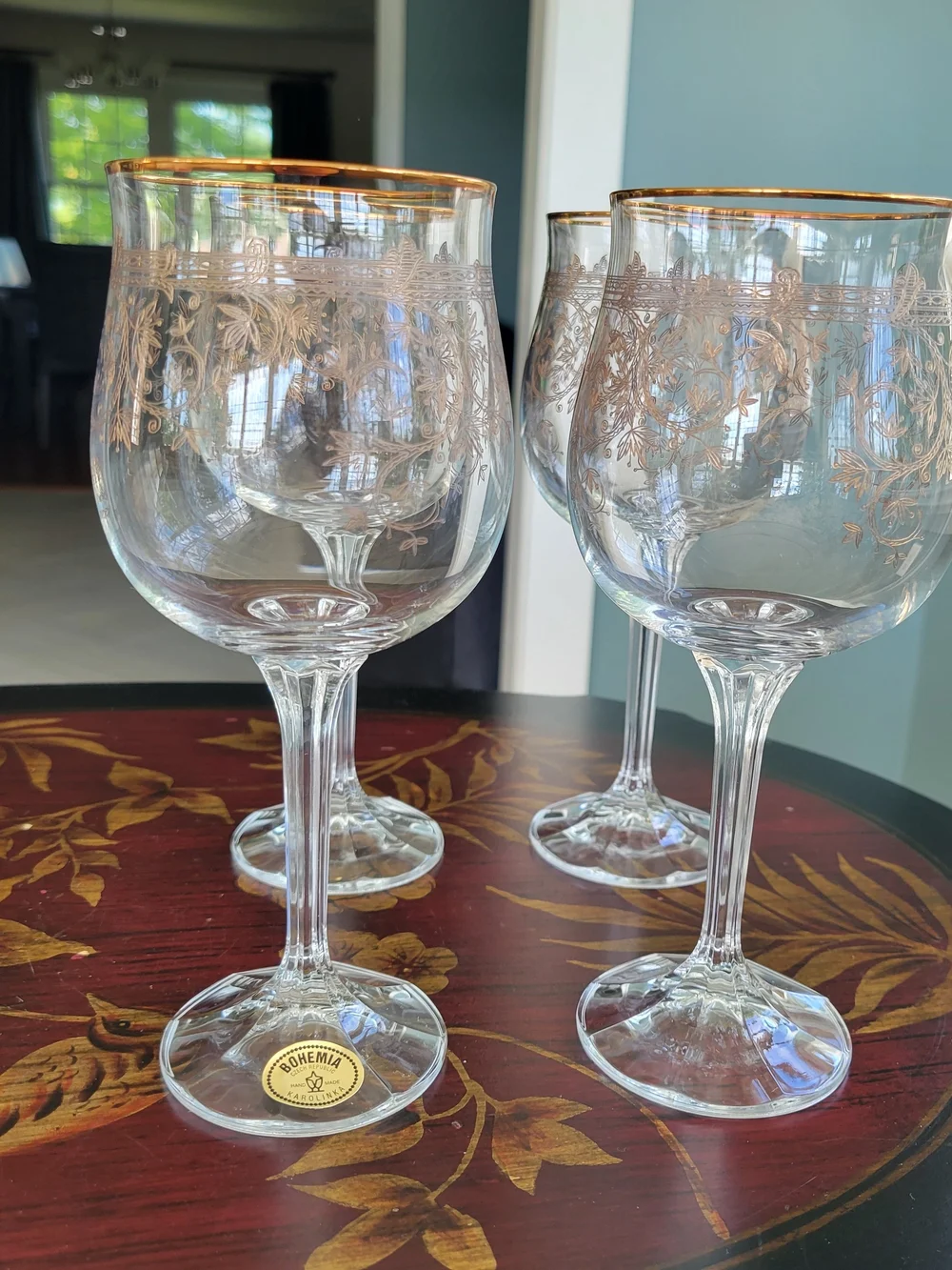 Vintage Bohemia Karolinka Czech Republic Handmade Crystal Wine Glasses– Set Of 4